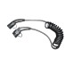 16A 1phase 3.6kW black/grey type 1 to type 2 TPU ev charging cable/spiral ev charging cables