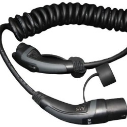 16A 1phase 3.6kW black/grey type 1 to type 2 TPU ev charging cable/spiral ev charging cables