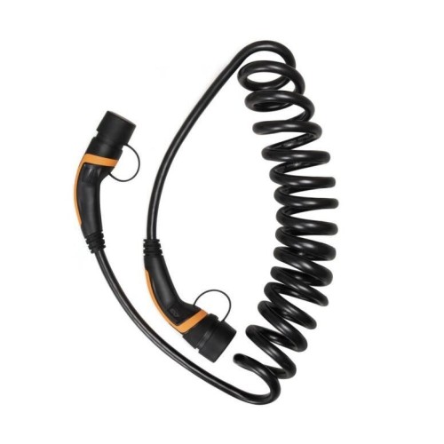 Spiral 7kW Type 2 To Type 2 Charging Cable 32A 250V 1 Phase IEC 62196 Standard Spiral 7kW Type 2 To Type 2 Charging Cable 32A 250V 1 Phase IEC 62196 Standard