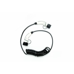 White 32A Spiral cable Type 2 to Type 2 Electric Vehicle charging cable