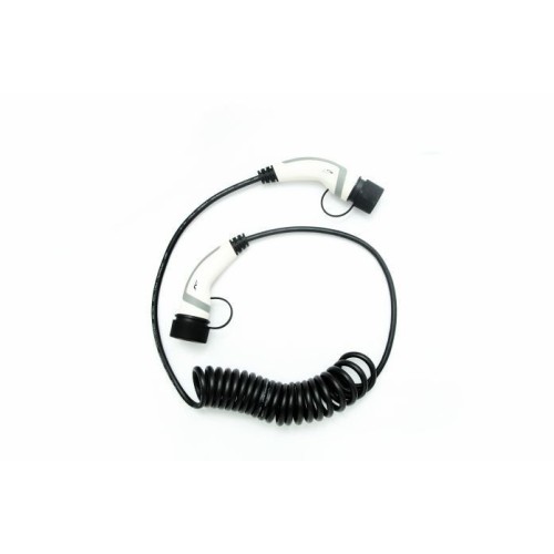 White 32A Spiral cable Type 2 to Type 2 Electric Vehicle charging cable