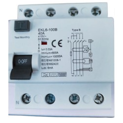 2P / 4P 40A RCCB Circuit Breaker AC 30mA Electrical Life 2000 Cycles