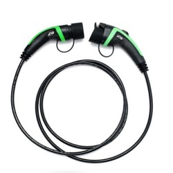 32A 22KW 5m Type 1 To Type 2 EV Charging Cable Green Cladding TPU