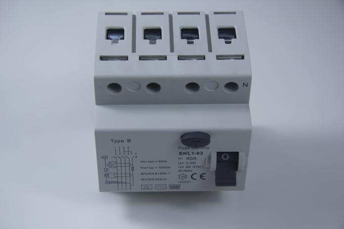Type B IP20 RCD Circuit Breaker 40A 3 Phase 4 Pole MCB Electromagnetic Mode 0