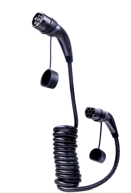 electric car chargers 16A 480V 3 phase 11kW spiral cables IEC 62196 type 2 to type 2 ev coiled cables 3