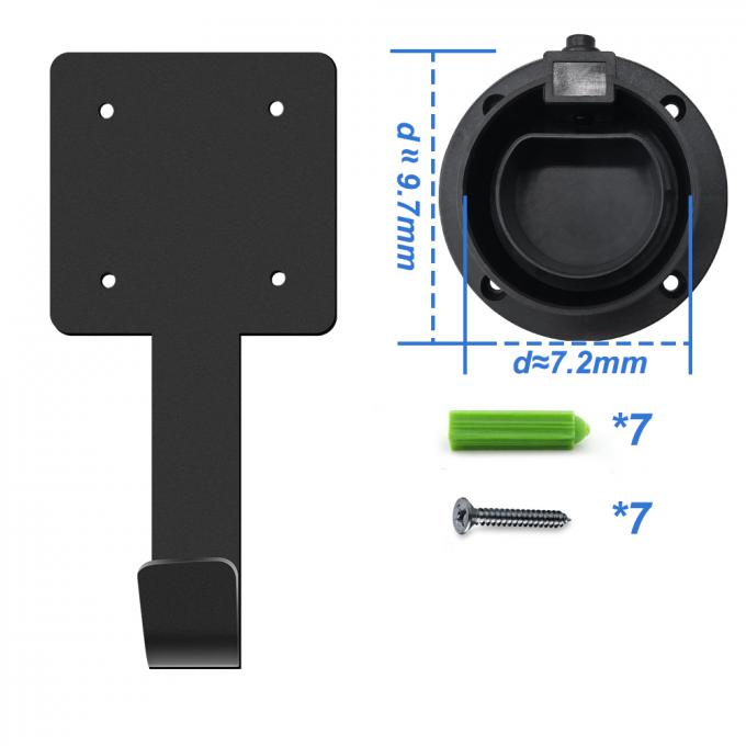 IEC62196 Type 2 EV Plug Holder Black Steel With Cable Management 1