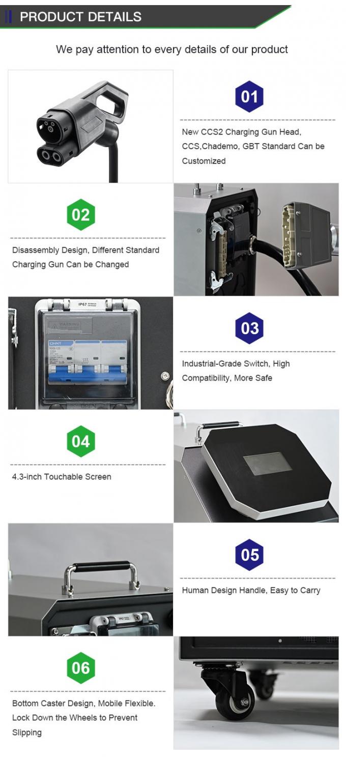 New CCS CHAdeMO GBT portable 380V 3 phase 30kw dc vehicle ev car electric car charger 1